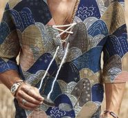 Ericdress Floral V-Neck Print Straight Fall Men’s Shirt