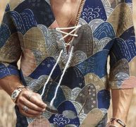 Ericdress Floral V-Neck Print Straight Fall Men’s Shirt