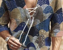 Ericdress Floral V-Neck Print Straight Fall Men’s Shirt