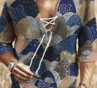 Ericdress Floral V-Neck Print Straight Fall Men’s Shirt