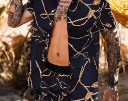 Ericdress Geometric European Print Loose Men’s Shirt