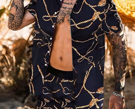 Ericdress Geometric European Print Loose Men’s Shirt