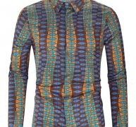 Ericdress Geometric Lapel Print Single-Breasted Men’s Shirt