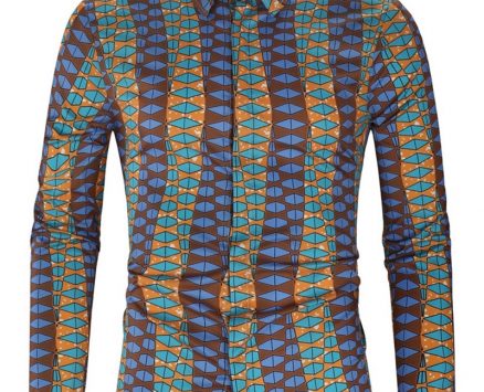 Ericdress Geometric Lapel Print Single-Breasted Men’s Shirt