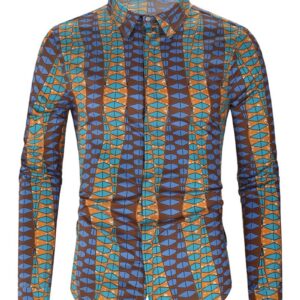 Ericdress Geometric Lapel Print Single-Breasted Men's Shirt