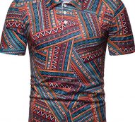 Ericdress Geometric Print Short Sleeve Mens Polo Shirt