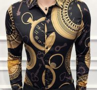 Ericdress Geometric Vintage Lapel Slim Style Single-Breasted Men’s Shirt