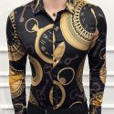 Ericdress Geometric Vintage Lapel Slim Style Single-Breasted Men’s Shirt