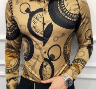 Ericdress Geometric Vintage Lapel Slim Style Single-Breasted Men’s Shirt