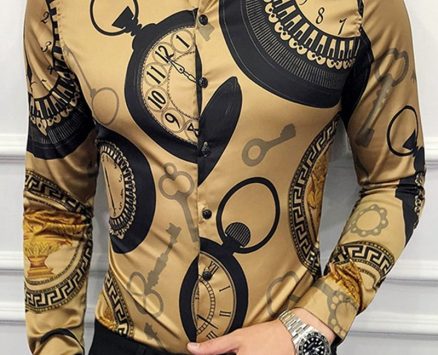 Ericdress Geometric Vintage Lapel Slim Style Single-Breasted Men’s Shirt