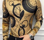 Ericdress Geometric Vintage Lapel Slim Style Single-Breasted Men’s Shirt