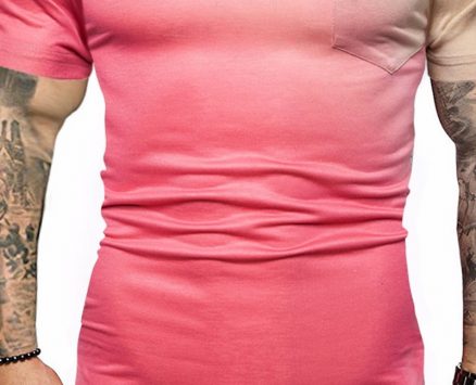 Ericdress Gradient Pocket Round Neck Slim Mens T-shirt