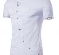 Ericdress Iregular Plain Printed Short Sleeve Stand Collar Men’s Shirt