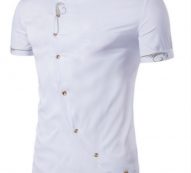 Ericdress Iregular Plain Printed Short Sleeve Stand Collar Men’s Shirt