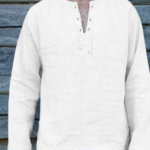 Ericdress Lace-Up Plain Straight Spring Men's Shirt