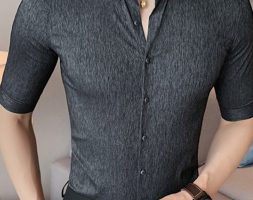 Ericdress Lapel Button Plain Slim Single-Breasted Men’s Shirt