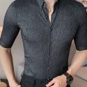 Ericdress Lapel Button Plain Slim Single-Breasted Men’s Shirt