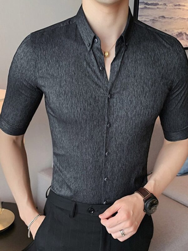 Ericdress Lapel Button Plain Slim Single-Breasted Men's Shirt
