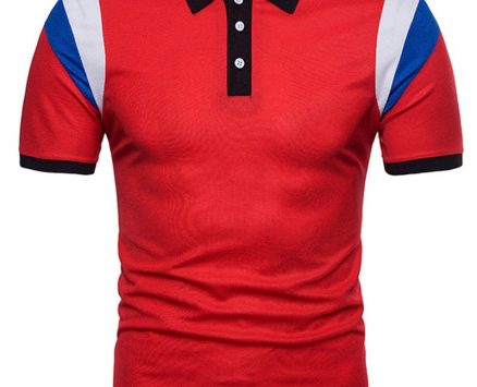 Ericdress Lapel Button Pullover Loose Short Sleeve Mens Tee Shirt