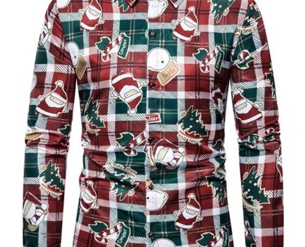 Ericdress Lapel Cartoon Casual Slim Christmas Men’s Shirt
