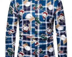 Ericdress Lapel Cartoon Casual Slim Christmas Men’s Shirt