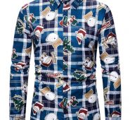 Ericdress Lapel Cartoon Casual Slim Christmas Men’s Shirt