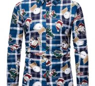 Ericdress Lapel Cartoon Casual Slim Christmas Men’s Shirt
