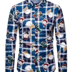 Ericdress Lapel Cartoon Casual Slim Christmas Men's Shirt