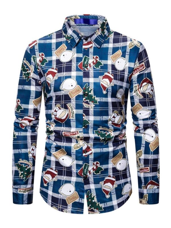 Ericdress Lapel Cartoon Casual Slim Christmas Men's Shirt