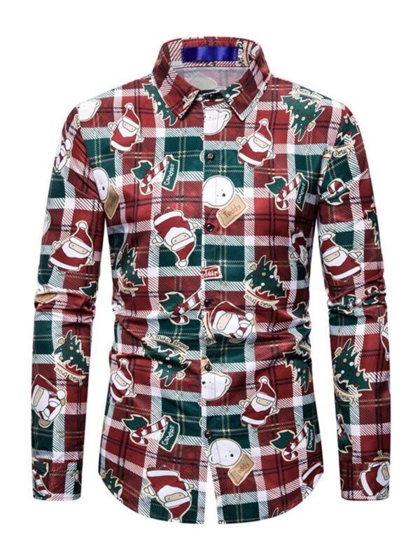 Ericdress Lapel Cartoon Casual Slim Christmas Men's Shirt