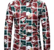 Ericdress Lapel Cartoon Casual Slim Christmas Men’s Shirt
