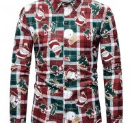 Ericdress Lapel Cartoon Casual Slim Christmas Men’s Shirt