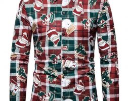 Ericdress Lapel Cartoon Casual Slim Christmas Men’s Shirt