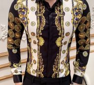 Ericdress Lapel Cartoon Print Slim Single-Breasted Men’s Shirt