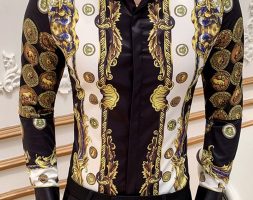 Ericdress Lapel Cartoon Print Slim Single-Breasted Men’s Shirt