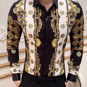 Ericdress Lapel Cartoon Print Slim Single-Breasted Men's Shirt