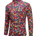 Ericdress Lapel Casual Print Slim Single-Breasted Men’s Shirt