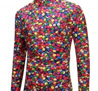 Ericdress Lapel Casual Print Slim Single-Breasted Men’s Shirt