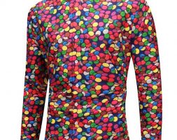 Ericdress Lapel Casual Print Slim Single-Breasted Men’s Shirt