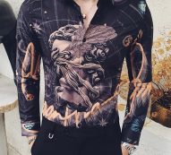 Ericdress Lapel Casual Style Print Slim Men’s Shirt