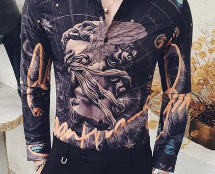 Ericdress Lapel Casual Style Print Slim Men’s Shirt