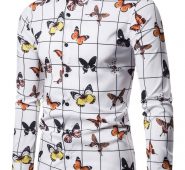 Ericdress Lapel Color Block Casual Slim Single-Breasted Men’s Shirt