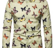 Ericdress Lapel Color Block Casual Slim Single-Breasted Men’s Shirt