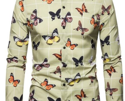 Ericdress Lapel Color Block Casual Slim Single-Breasted Men’s Shirt