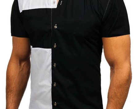 Ericdress Lapel Color Block Casual Slim Triple-Breasted Men’s Shirt