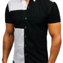 Ericdress Lapel Color Block Casual Slim Triple-Breasted Men’s Shirt