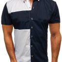 Ericdress Lapel Color Block Casual Slim Triple-Breasted Men’s Shirt