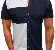 Ericdress Lapel Color Block Casual Slim Triple-Breasted Men’s Shirt