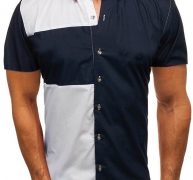 Ericdress Lapel Color Block Casual Slim Triple-Breasted Men’s Shirt