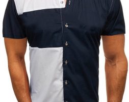 Ericdress Lapel Color Block Casual Slim Triple-Breasted Men’s Shirt